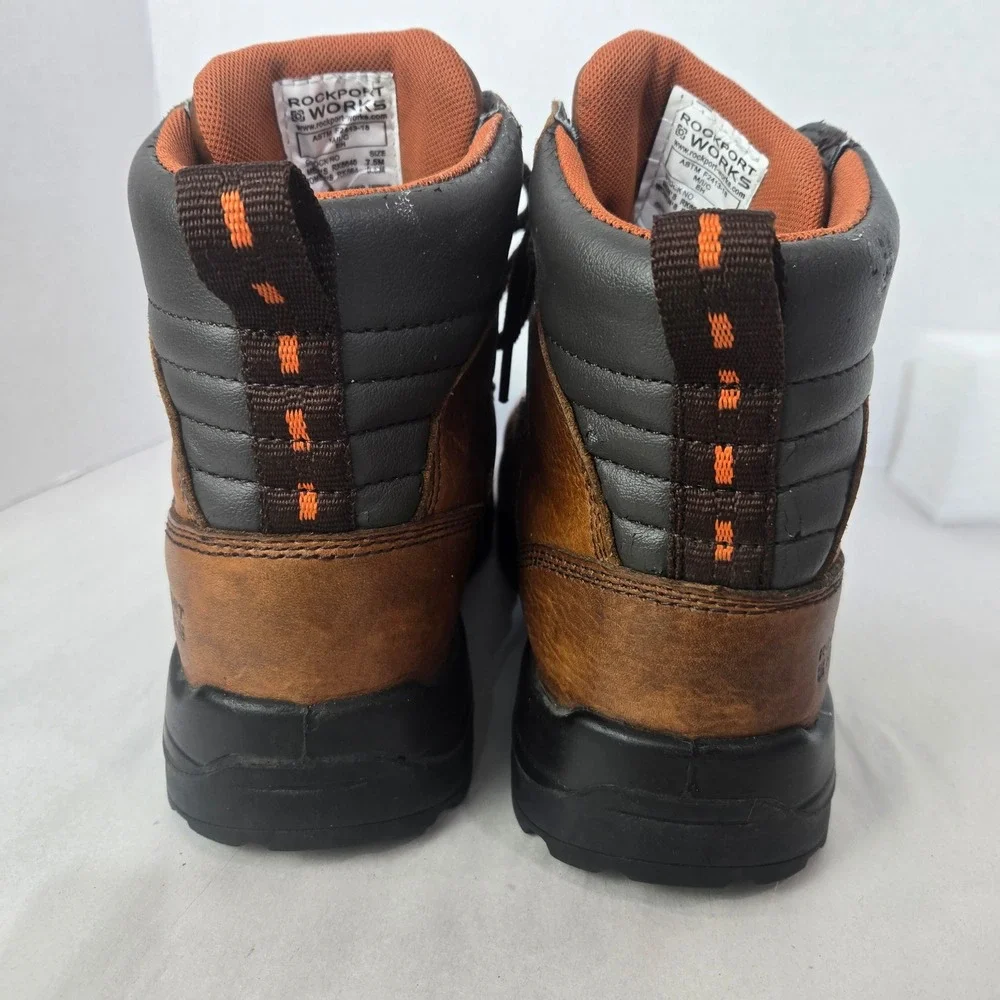 Rockport Works Waterproof Composite Toe Boots Mens 7.5 Womens 9.5 Brown RK6640